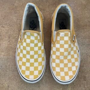 Vans Kids Yellow and White Checkered Sneakers